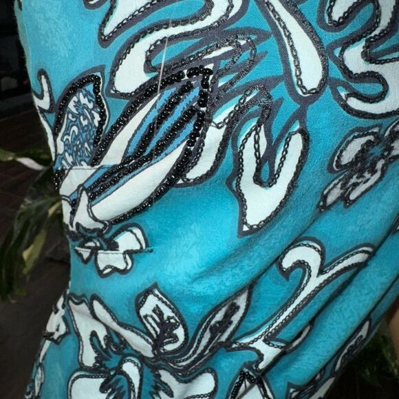 Hunza cotton beaded surfboard sundress in blue-black EUC SZ M - Picture 6 of 16